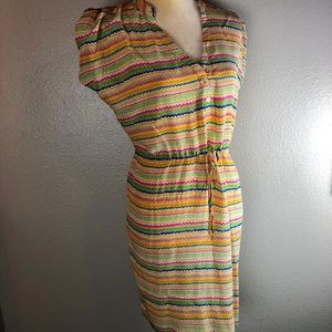 Dora Landa Multicolored Sheer Dress Small